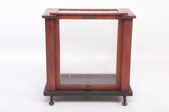 Antique Glass And Wood Case 17.5H' X 16.5'w X 9.5'd