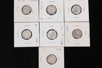 7 Roosevelt Dimes - From Private Collection - 1946,1948, 1949, 1949-S, 1950-S, (2)1955