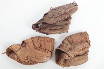 3 Vintage Baseball Gloves Ted Williams - Stan Musial - Don Drysdale