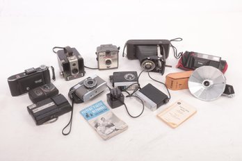 Box Lot Of Cameras And Related Equipment