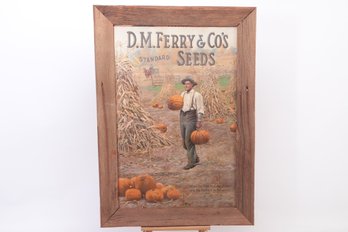 Vintage Framed Advertising Sign From DM & CO Seed Advertising Sign