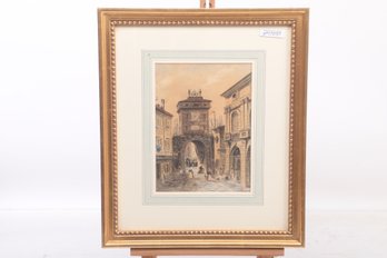 Antique 19th C Watercolor Painting Sign By The Artist