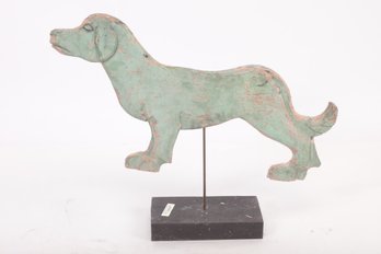 Weather Vain Style Wood Dog On Stand