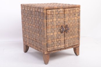 Wicker Side Table W/Storage