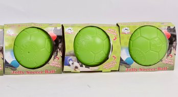 Lot Of 3 Jolly Pets Large Soccer Ball Floating-Bouncing Dog Toy, 8 Inch Diameter, Apple Green