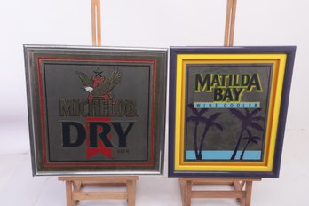 2 Vintage Bar Advertising Mirrors: Matilda Bay & Michelob Dry