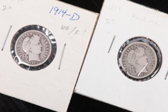 2 Barber Dimes From Private Collection - 1914, 1914-D