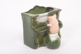 Vintage German Fairing-A Pig Sitting And Playing At A Piano Vase