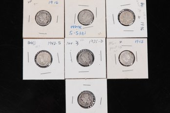 7 Mercury Head Dimes From Private Collection - 1916, 1925-D, 1931-D, 1936, 1942-S, 1945, 1945-S(micro)