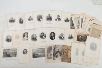 Large Lot Of 19 Century Illustrious Portraits And Other Victorian Images Out Of Annuals Or Monthlies