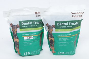 2 Bags Of 125 Wonder Bound Dog Dental Treats For Tiny Dogs (5-15 Lbs), Real Chicken Flavor,