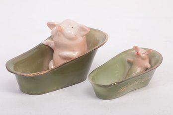 Antique German Pink Pig Fairing   Pigs In A Bath Tub