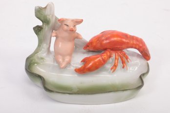 Antique German Pink Fairing Pig And Lobster