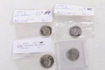 4 Proof Coins: 3 Nickels & 1 Quarter