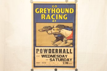 1920's Hand Drawn Powderhall Greyhound Racing Broadside In Original Mailing Tube