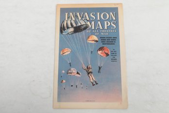 WWII INVASION MAPS OF ALL THEATRES OF WAR  90 CUT OUT FLAGS TO FOLLOW THE INVADING FORCES