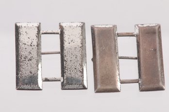 Pair Of WWII Sterling Silver Double Bar Pins