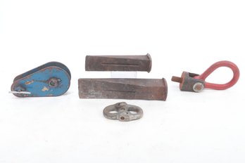 Group Of Log Splitting Wedges & Pulleys