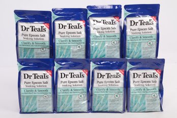 Lot Of 8 Dr Teal's Pure Epsom Salt, Clarify & Smooth With Witch Hazel & Aloe Vera, 3lbs Bags