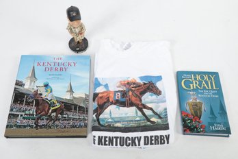 Kentucky Derby Souvenir Lot: 2 Books, T-shirt, Bobble-Head