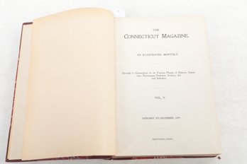 1899 , THE CONNECTICUT MAGAZINE Vol. 5 ,  BEAUTIFUL HALF LEATHER BINDING W/ MARBLE PAPERS