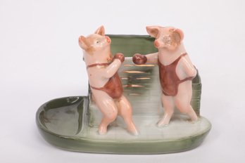 Antique German Fairing Pink Pigs Boxing