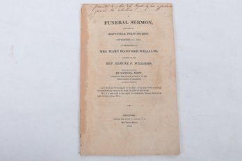 (WOMEN) Americana: 1815 Author Inscribed Pamphlet Samuel Nott, Mansfield & Franklin