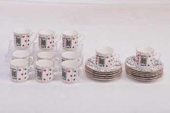 Vintage Elizabethan/Queen's Fine Bone China Card Themed Tea Cups & Saucers