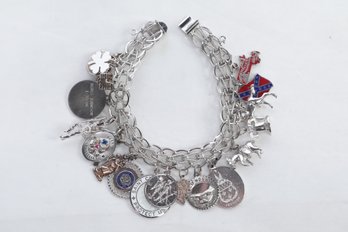 Vintage Sterling Silver Charm Bracelet (78 Grams)