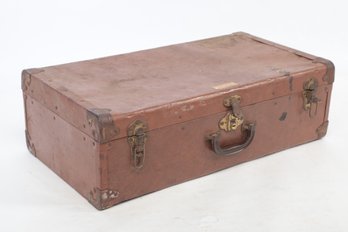 2 Vintage Brown Metal/Hard Shell Luggage/Trunks