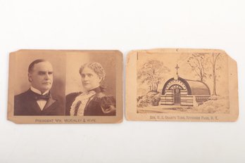 2 Late 1800's Large View Cards - President McKinley & Wife, General U.S. Grant's Tomb