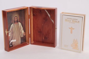 Memorial Edition Bible , Illustrated  , In Engraved Cedar Wood Presentation Box , Gold Embossing, 1976