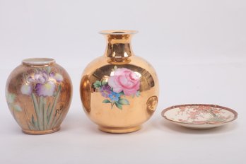 Group Of Vintage Japanese Porcelain - Including Signed Satsuma Dish