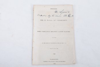 INSCRIBED Mr. H. Hall Of Vermont, On The Virginia Bounty 1842