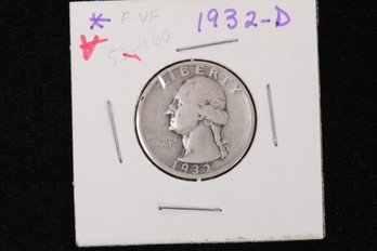 1932-D Washington Quarter Labeled F-VF