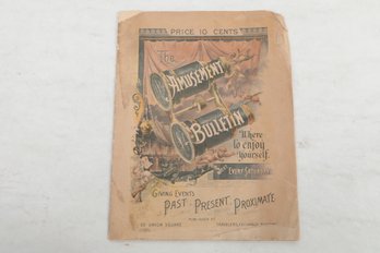 1890 New York Entertainment THE AMUSEMENT BULLETIN ISSUED EVERY SATURDAY.