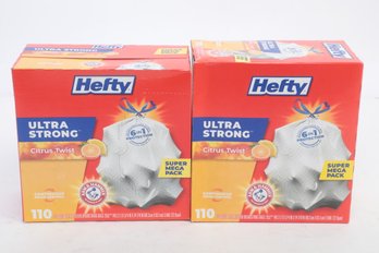 3 Boxes Of Hefty Ultra Strong Tall Kitchen Trash Bags, Citrus Twist Scent, 13 Gallon, 110 Count