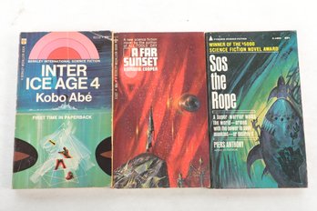 3 Vintage Science Fiction Novels, Including SOS The Rope (First Printing ,1968) Inter Ice Age 4 & A Far Sunset