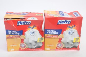 3 Boxes Of Hefty Ultra Strong Tall Kitchen Trash Bags, Citrus Twist Scent, 13 Gallon, 110 Count