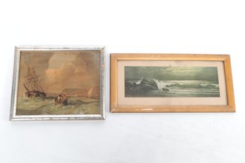 2 Vintage Ocean/Sailing Prints ~ One Titled 'Evening At Nantucket'