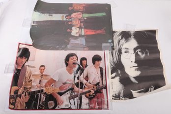 Two Vintage Roling Stones Posters Together With John Lennon Poster