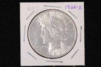 1926-S Peace Silver Dollar - Labeled AU? Rim Nick