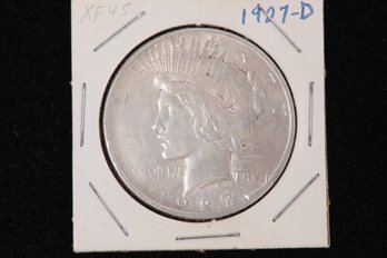 1927-D Peace Silver Dollar - Labeled XF45