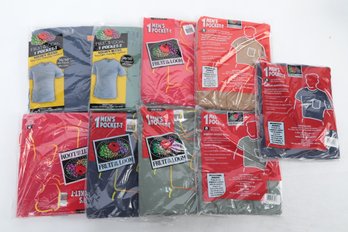 9 N.O.S. Men's Fruit Of The Loom 1 Pocket T-shirts (sizes L & XL) Assorted Colors