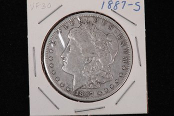 1887-s Morgan Silver Dollar - Labeled VF30