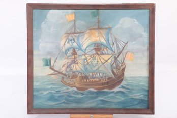 Antique Ship Pastel Painting