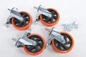 4 Inch  Threaded Caster Wheels 3000 Lbs, Heavy Duty Casters Set Of 4 With Brake