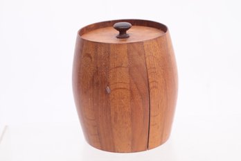 Early 1900's Barrel Shaped Tin Lined Teak Wood Tobacco Humidifer