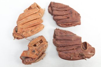 4 Vintage Baseball Gloves- Pete Rose- Graig Nettles- Ted Williams- Hank Aaron