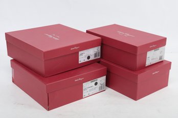 4 Salvatore Ferragamo Shoe Boxes (empty) W/Some Dust Bags